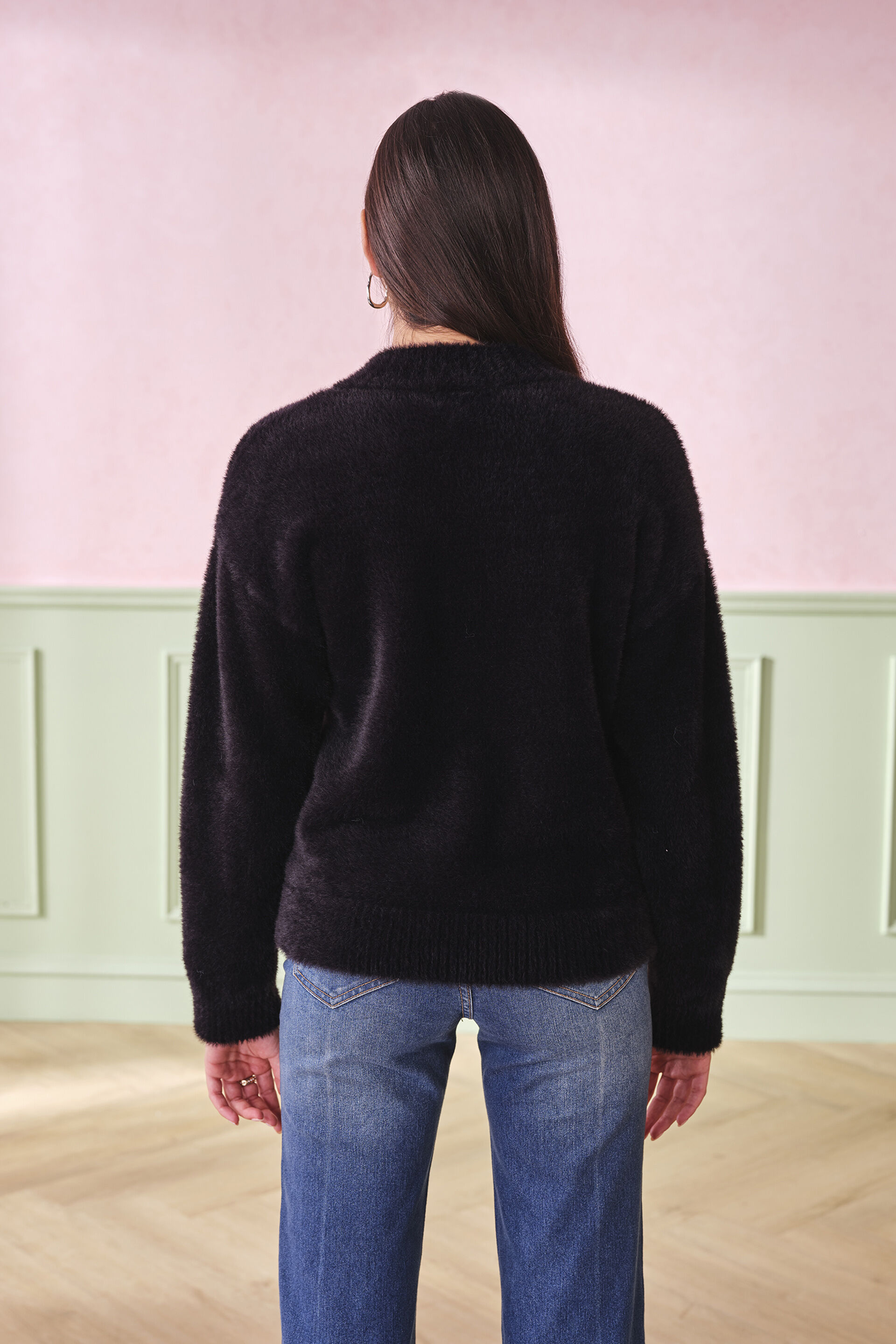 Frosted Plush Black Sweater, Black, image 4